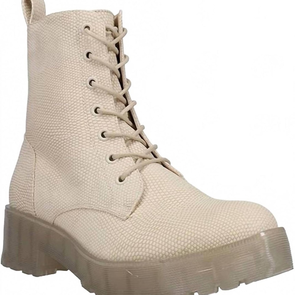 Dirty Laundry Cream Textured Combat Boots